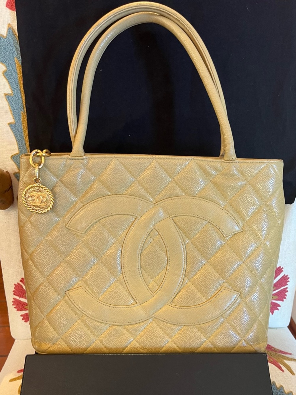 CHANEL Quilted CC Tote in Mustard with Gold Charm